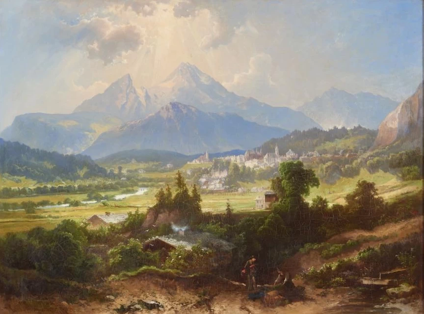 Carl Schweninger II - Veduta di Berchtesgaden nelle Alpi austriache